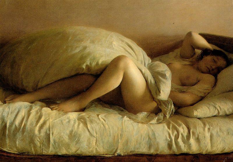 Johann Baptist Reiter Slumbering Woman Spain oil painting art